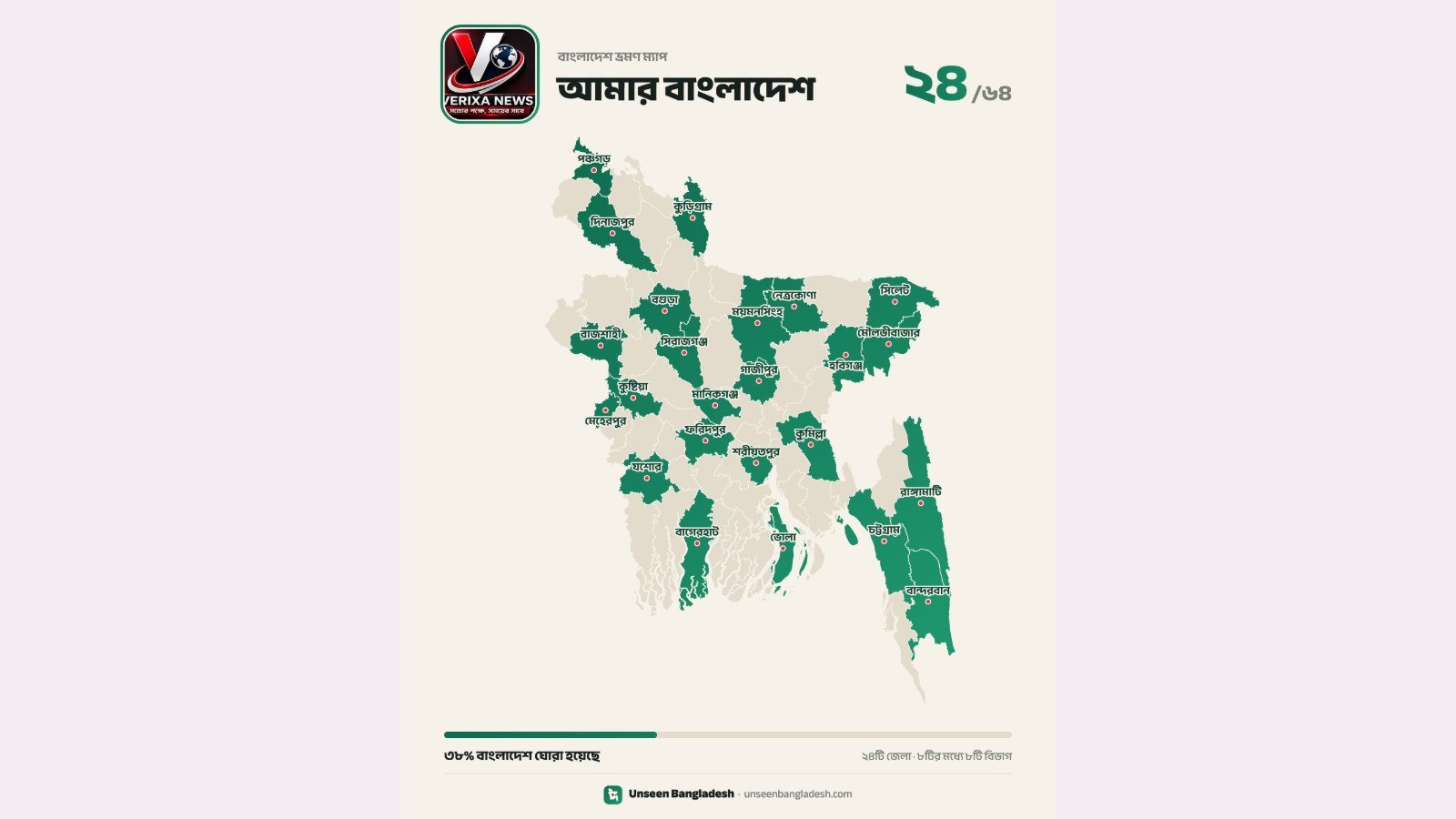 বাংলাদেশের কত জেলা ঘুরেছেন? এক ক্লিকেই বানান নিজের ভ্রমণ ম্যাপ